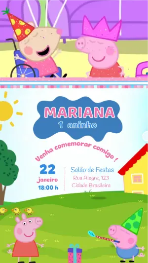 Vídeo Convite de Aniversário Peppa Pig para Editar Online