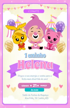 Convite Digital Infantil Tema Circo Plim Plim para Editar