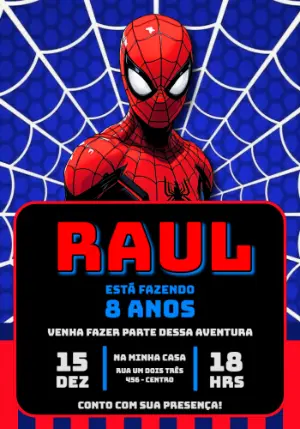 Convite de Aniversário Homem-Aranha para Editar