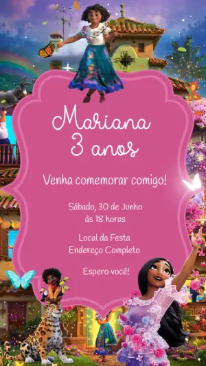 Convite Animado Aniversário Encanto Mirabel para Editar Online