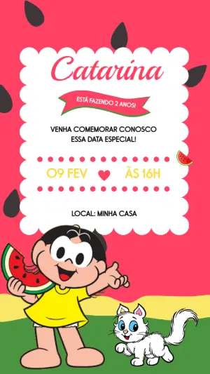 Convite de Aniversário Magali Melancia para Editar Online