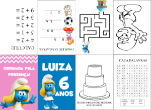 Livrinho de Atividades Festa Smurfs para Editar Online