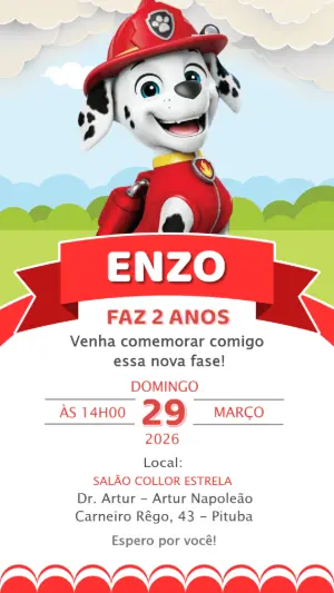 Invito di compleanno Paw Patrol – Statico – CollorGraph EDITOR