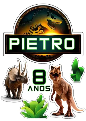 Topo de Bolo Dinossauros Jurassic Park para Editar Online