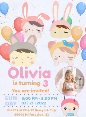 Cute Animal Friends Birthday Invitation Editable Template
