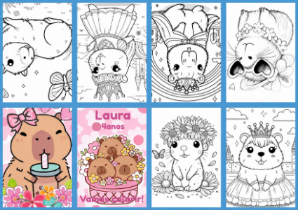 Livrinho de Colorir Capivara para Aniversário Editável