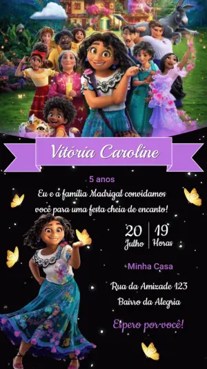 Convite de Aniversário Encanto Madrigal para Editar Online