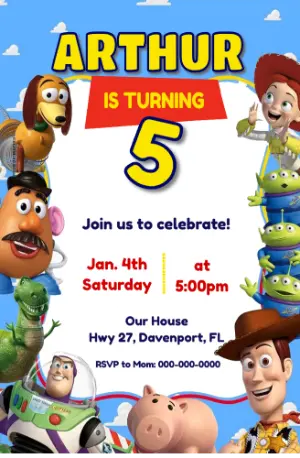 Colorful Toy Story Birthday Invitation | Editable Template