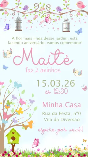 魔法花园生日邀请函 – 静态 – Convide aê!