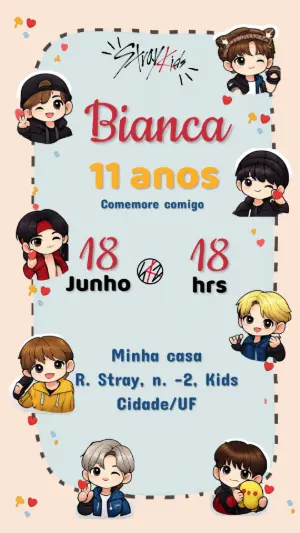 Invitation d'anniversaire KPop Demon Hunters – Statique – Gema Artes Digitais