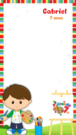 Moldura de Aniversário Pintando o 7 para Stories Editável