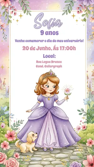 Invitación de cumpleaños Princesas – Estático – CollorGraph Convites