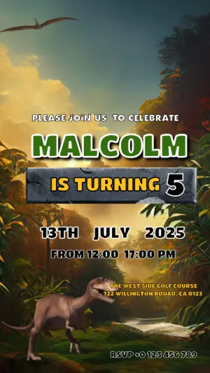 Animated Dinosaur Birthday Video Invitation to Edit Online