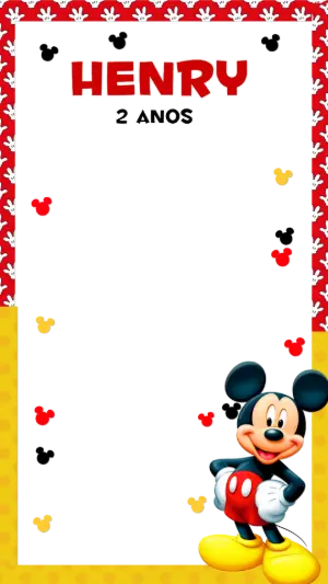 Moldura de Aniversário Mickey Mouse para Editar Online