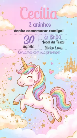 独角兽生日邀请函 – 静态 – Alegria no ar