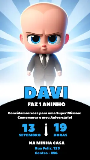 Convite de Aniversário Poderoso Chefinho para editar online