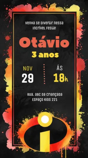 Convite Digital Aniversário Os Incríveis para Editar Online