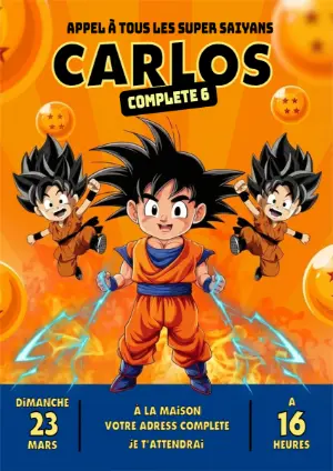 Invitation Anniversaire Dragon Ball à éditer en ligne