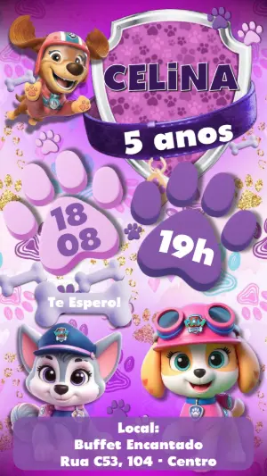 Invito di compleanno Paw Patrol – Statico – Heliene Designer