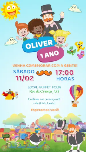Convite de Aniversário Mundo Bita Editável