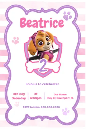 Invito di compleanno Paw Patrol – Statico – Festejar Conviteria