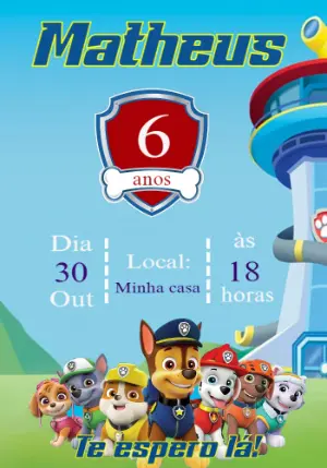 Invito di compleanno Paw Patrol – Statico – Priscila