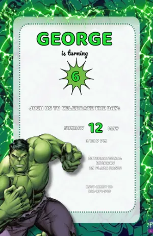 Hulk Superhero Birthday Invitation | Editable Digital Template