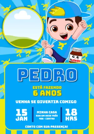 Convite de Aniversário Infantil Luccas Neto Editável