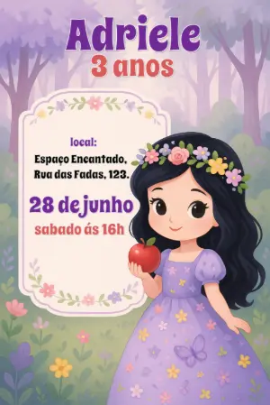 Invitación de cumpleaños Princesas – Estático – Convites Digitais Exclusivos