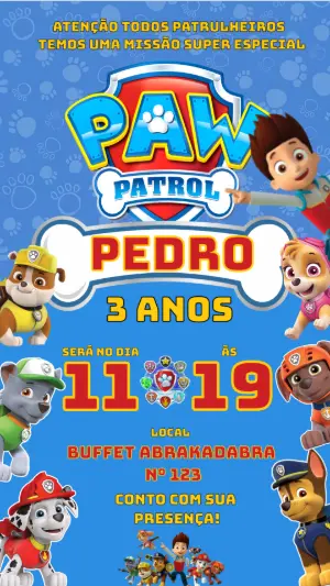 Invito di compleanno Paw Patrol – Statico – Abrakadabra Convites