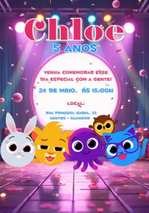 Convite de Aniversário Bolofofos para Editar Online