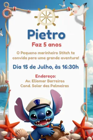 Invitación de cumpleaños Stitch – Estático – Gisele