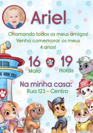 Invito di compleanno Paw Patrol – Statico – Convites e Artes Digitais