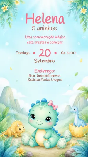 Invitación de cumpleaños Dinosaurio – Estático – CollorGraph Convites