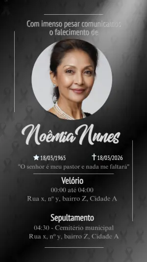 Comunicado de Falecimento Sóbrio com Foto para Editar