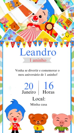 Convite Animado Plim Plim: Vídeo de Aniversário para Editar