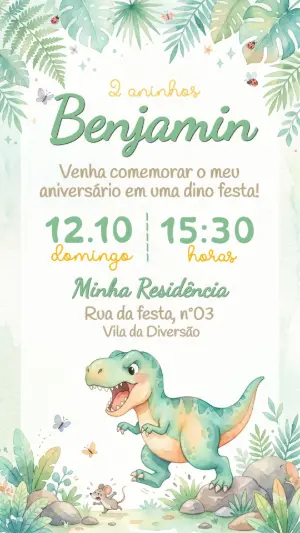 Invitación de cumpleaños Dinosaurio – Estático – Convide aê!