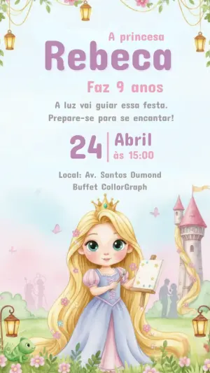 Invitación de cumpleaños Princesas – Estático – CollorGraph Convites