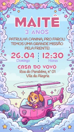 Invito di compleanno Paw Patrol – Statico – Festôu Convites
