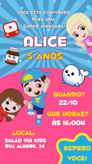 Convite Aniversário Aventureiros para Editar Online e Imprimir