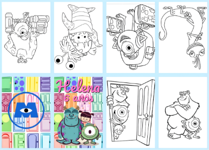 Mini Livro de Atividades Monstros S.A. com Desenhos para Colorir