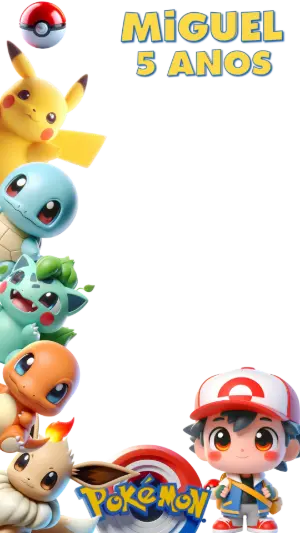 Moldura para Stories Pokémon 3D com Personagens para Editar