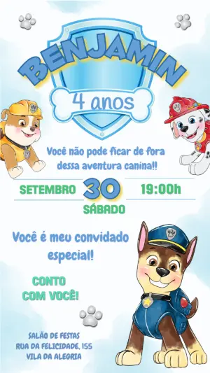 Invito di compleanno Paw Patrol – Statico – Lily Arts Design