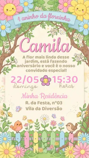 魔法花园生日邀请函 – 静态 – Convide aê!