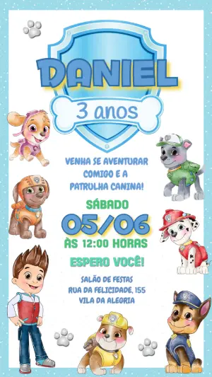 Invito di compleanno Paw Patrol – Statico – Lily Arts Design