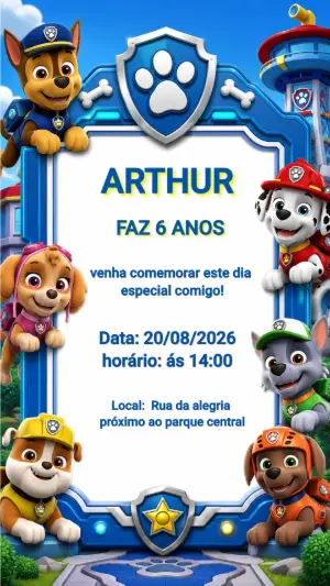 Invito di compleanno Paw Patrol – Statico – Laiane