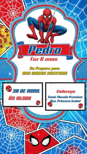 Convite Digital Homem-Aranha Estilo Quadrinhos para Editar