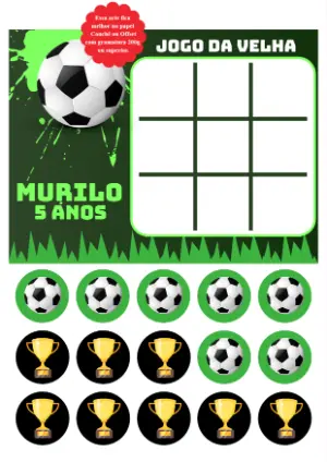 Lembrancinha Jogo da Velha Futebol Editável para Aniversário