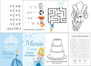 Livro de Atividades Aniversário Cinderela para Editar Online