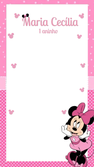 Moldura para Stories Aniversário Minnie Rosa para Editar Online
